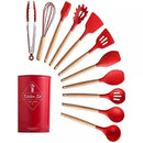 Kit Premium de 12 Utensílios de Silicone e Madeira 